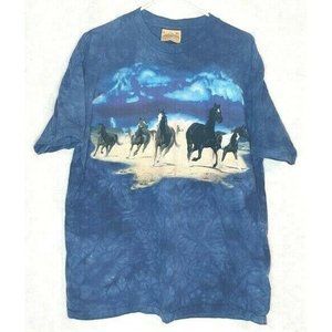 The Mountain Sz XL T-Shirt Wild Horse Graphic Tie Dyed 1999 Artist “Peters”